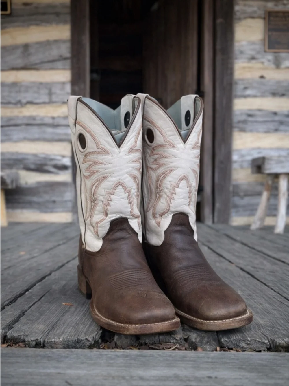 CODY JAMES MEN'S BONE WESTERN BOOTS - BROAD SQUARE TOE SZ 10 EE - Picture 1 of 6